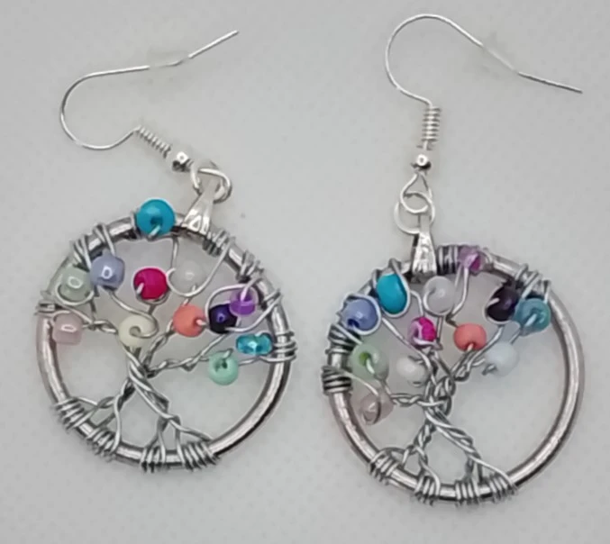 Boucles d'Oreilles "Mini Arbre Arc-en-ciel"