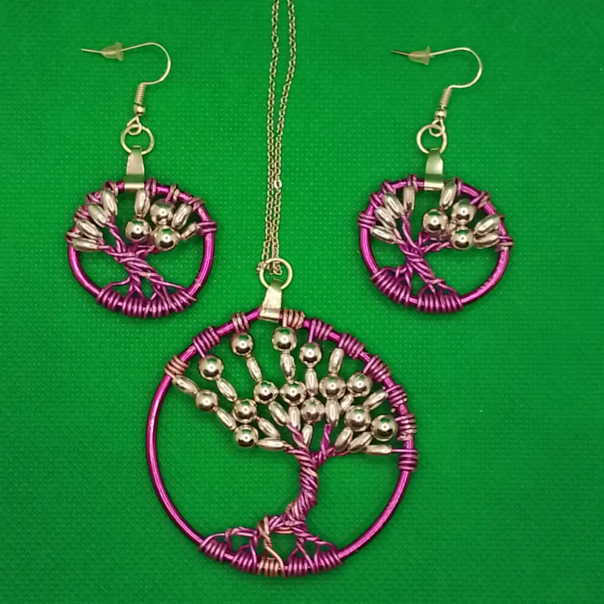 Parure "Arbre de Vie Fushia Galactique"