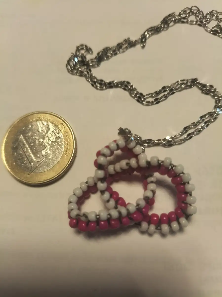 Nœud de l'Amour Perlée rose fushia et blanc